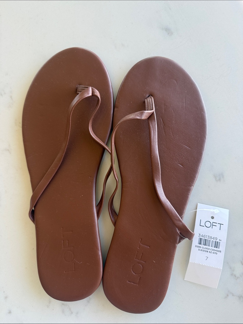 NWT LOFT Brown Modern Thong Sandals
